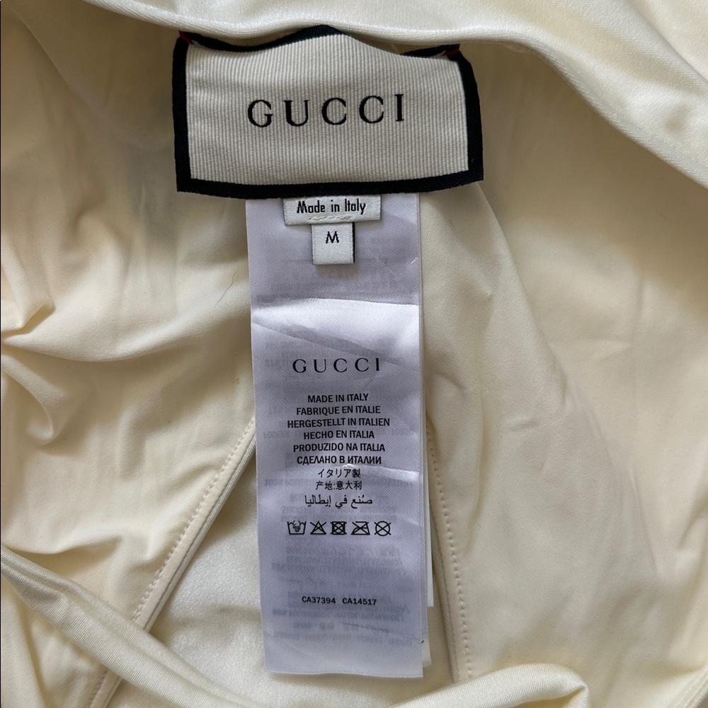 Gucci Ivory Halter Swimsuit with Multicolor Logo - Picture 2 of 3